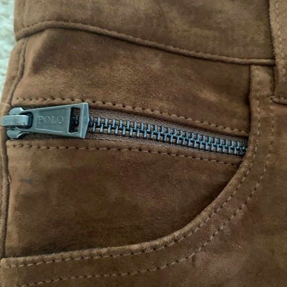 90s Luxury Ralph Lauren 100% Lamb Leather suede pants - Picture 5 of 7